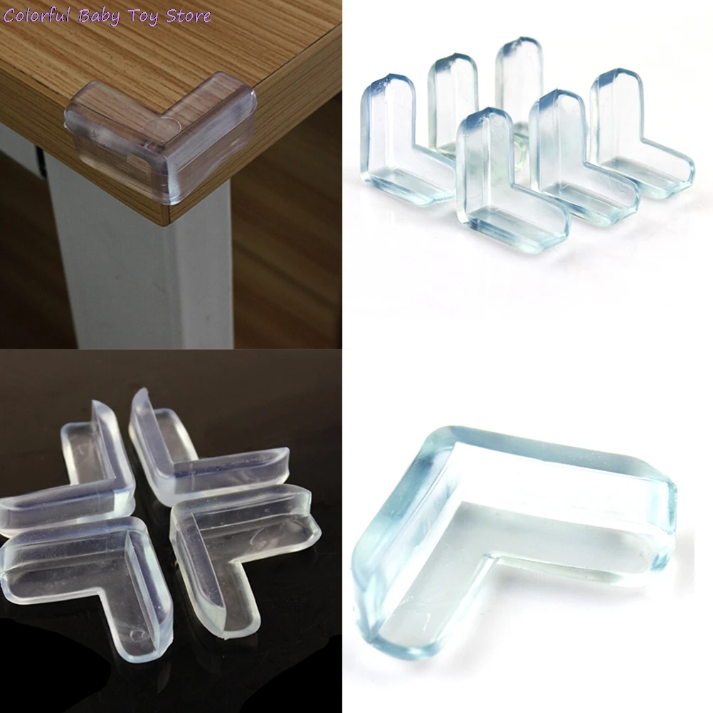 4Pcs Silicone Baby Safety Transparent Protector Table Corner Protection Cover Children Anticollision Edge Corner Guards