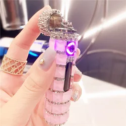 Portable Charging Windproof Induction Cigarette Lighter, Diamond Double Arc Lighter, Personality Creative Gift for Ladies, New