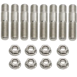 8X 4x M8 Stainless Exhaust Studs Flange Nuts M8x35 for Yamaha Fazer VMAX Suzuki Bandit Honda Kawasaki Ninja ZX-14R ZX-6R ZX