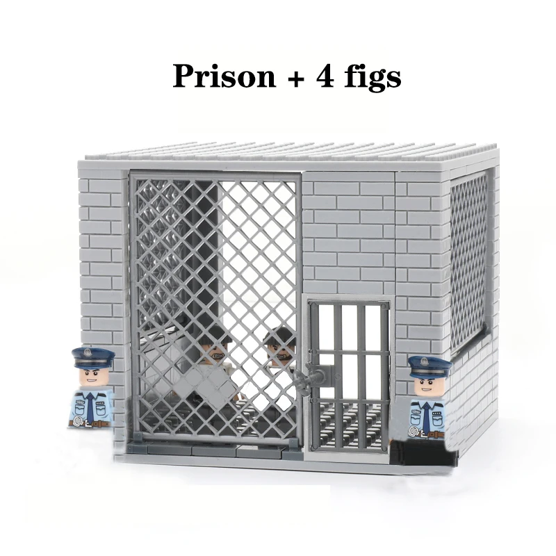 City Police Prison Gangster Thief Prisoner Patrol Car Model Building Block Figures Accessories SWAT Military Weapons Bricks Toys