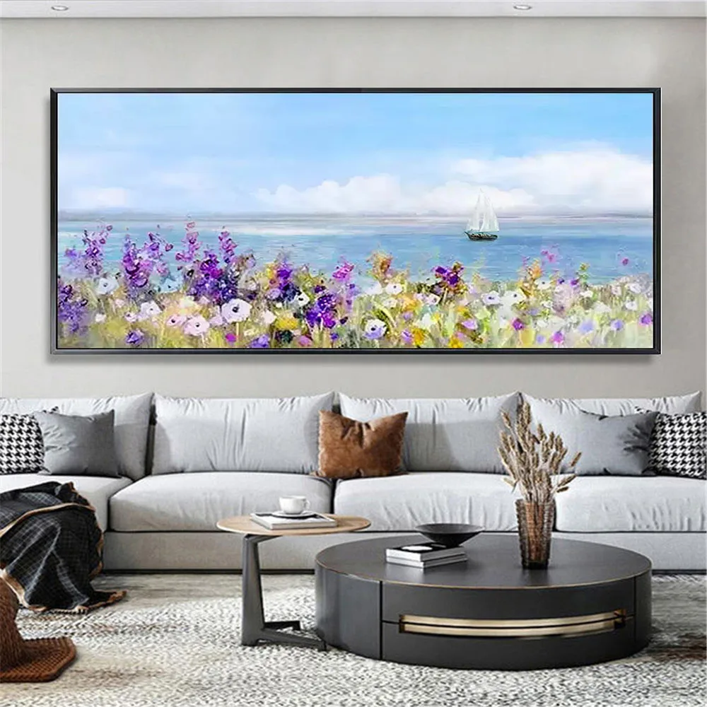 100% Handmade Natural Landscape Oil Paintings Sky Sea Flowers Sunrise Canvas Poster Home Decor Wall Art Pictures For Living Room