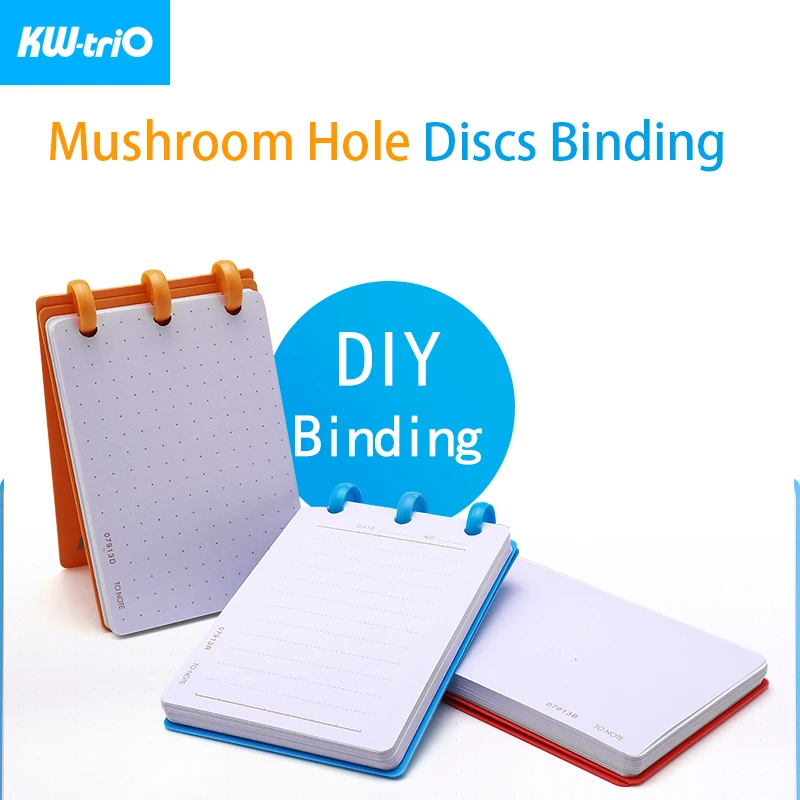 KW-triO 12pcs/box Notebook Loose-leaf Discs Mushroom Hole Binding Ring Binder Disc DIY 360 Degree Folding School Office Supplies