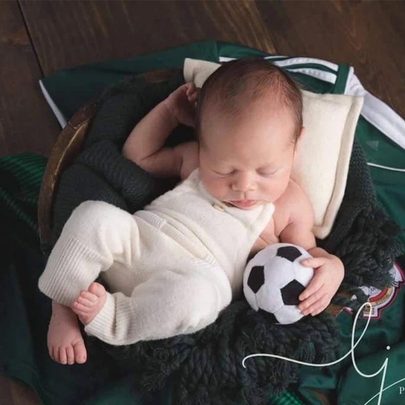 Neugeborenen Fotografie Prop Zubehör Set Filz Nadel Wolle Basketball Gefilzt Regenbogen Baby Geschenk Foto Schießen Junge Sport Spielzeug Fußball