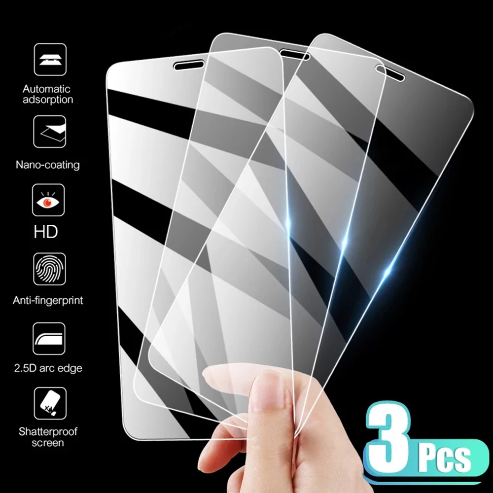 3PCS Tempered Glass For iPhone 7 8 6 6S Plus X Screen Protector For iPhone X XR XS MAX SE 5 5S 11 Pro Protective Glass