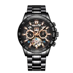 WISHDOIT orologio meccanico da uomo Design originale 30M impermeabile orologio sportivo di lusso in acciaio inossidabile di marca superiore uomo Relógio Masculino