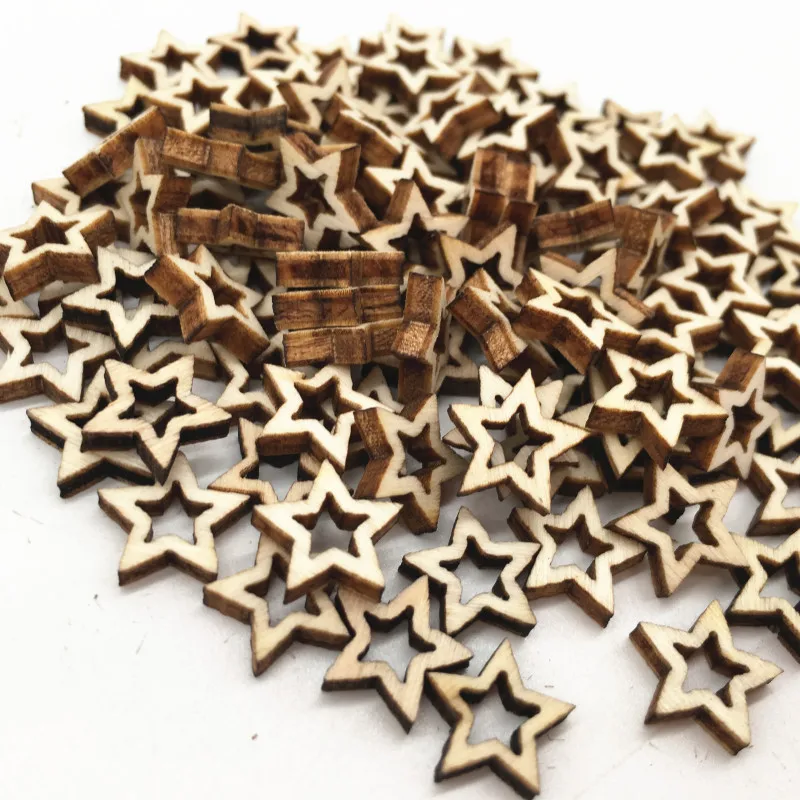 50pcs Unfinished Wood Cutout Star Shaped Wood Pieces for Wooden Craft DIY Projects, Gift Tags, Home Decoration