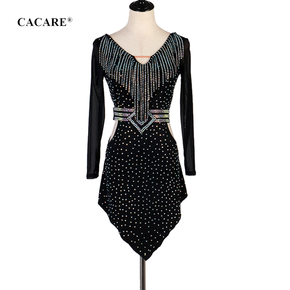 

CACARE Customized Latin Dance Dress for Women Latin Dress Fringe Salsa Latin Dance Competition Dresses D0668 Luxury Rhinestones