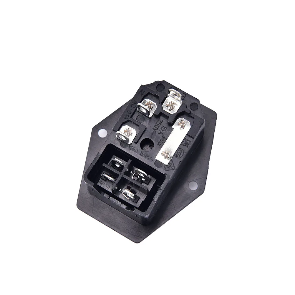 10A 250VAC 3 Pin Iec320 C14 Inlet Connector Plug Power Socket With Red Lamp Rocker Switch 10A Fuse Holder Socket Male Connector