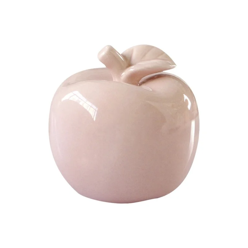 Creative Ceramic Apple Crafts White Pink Fruit Decoration Living Room Office Desktop Apple Decor Home Decoration Christmas Gift