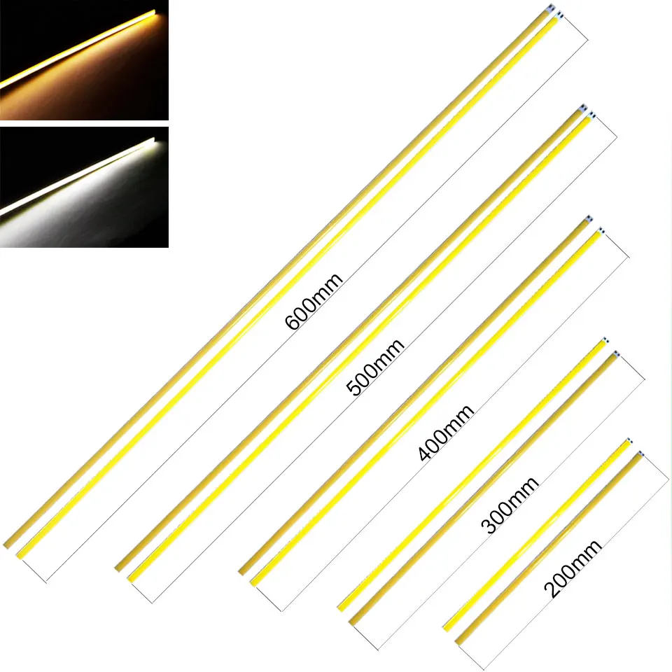 Dropshipping 10pcs 12V COB LED Light Strip 20CM 30CM 40CM 50CM 60CM Warm Pure White Bar Lights for Car Lighting Exhibition Lamps