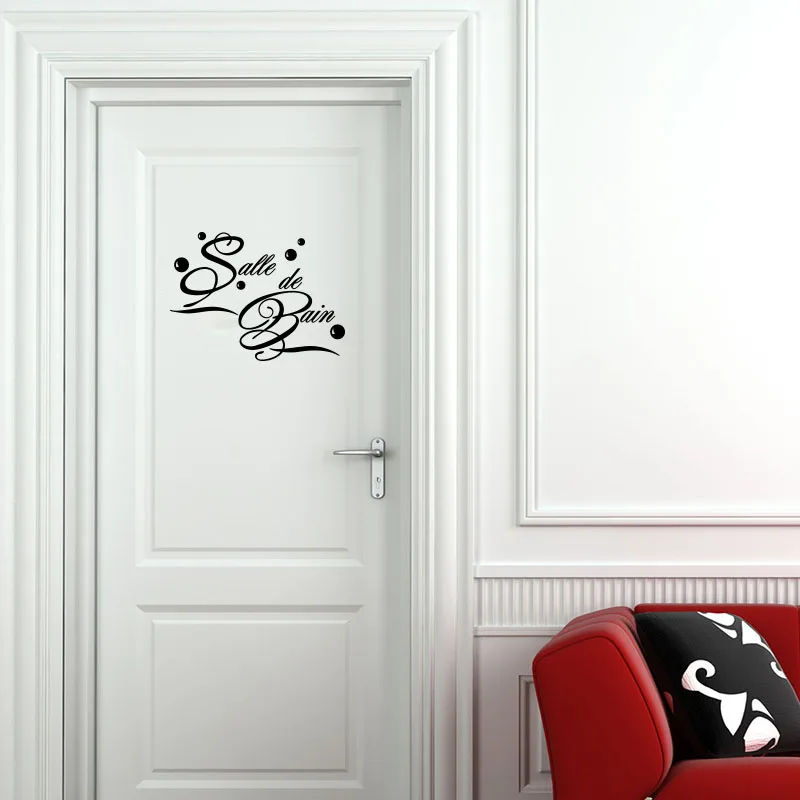 French Salle De Bain Bathroom Door Sticker Decal Vinyl Bath Shower Room Home Decor