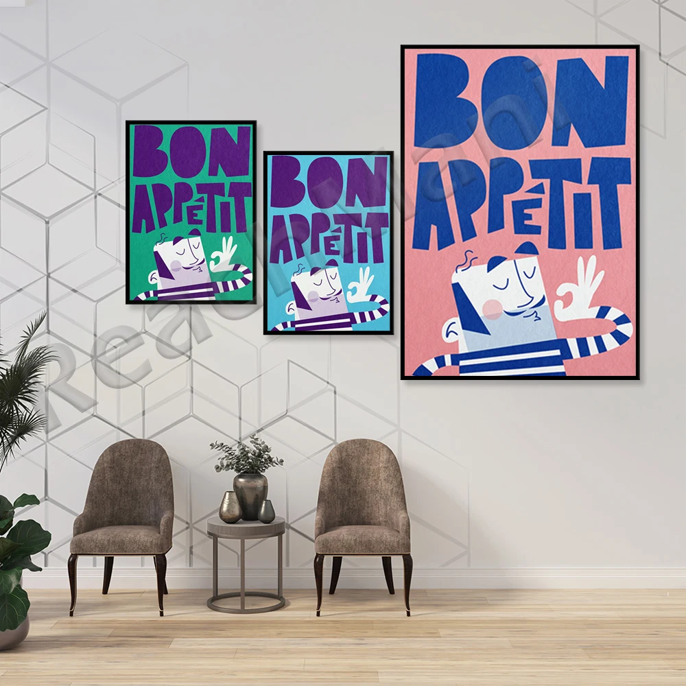 Bon Appétit Impressão | Presente gastronômico | Arte na cozinha | Impressão de pôster | Decoração de parede | Vintage francês | Presente de inauguração | Meados do século