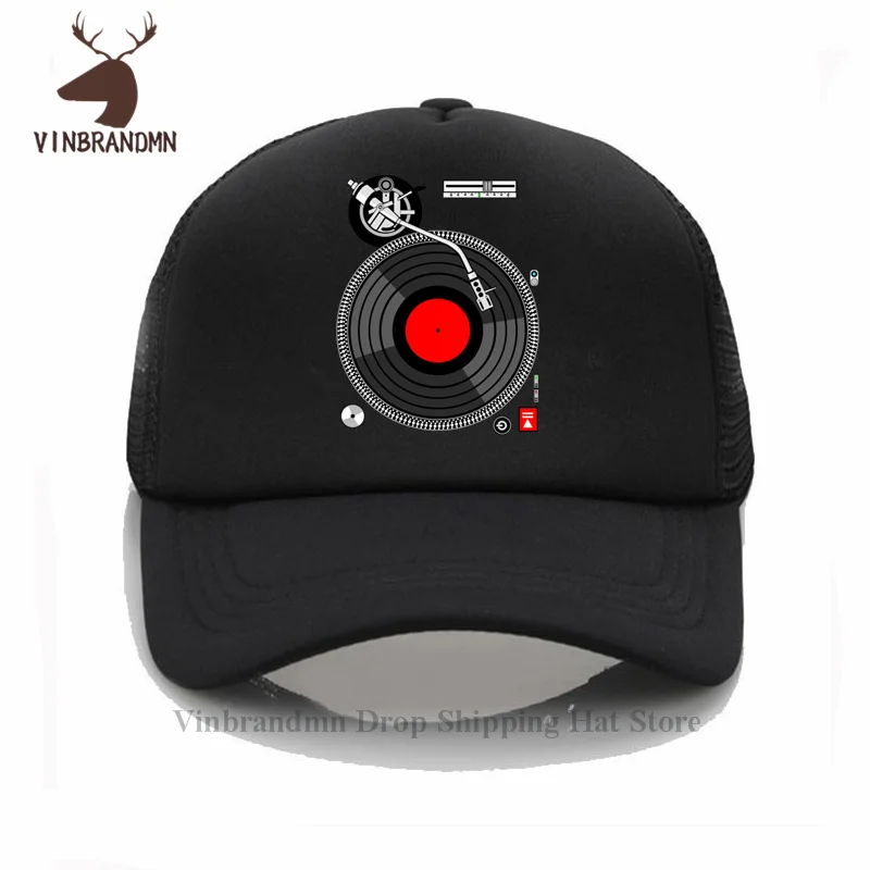 Funny Vinyl record Baseball caps DJ Turntable Death Metal Music hat humor Heavy Metal Hip Hop Bucket hats Hipster harajuku hats