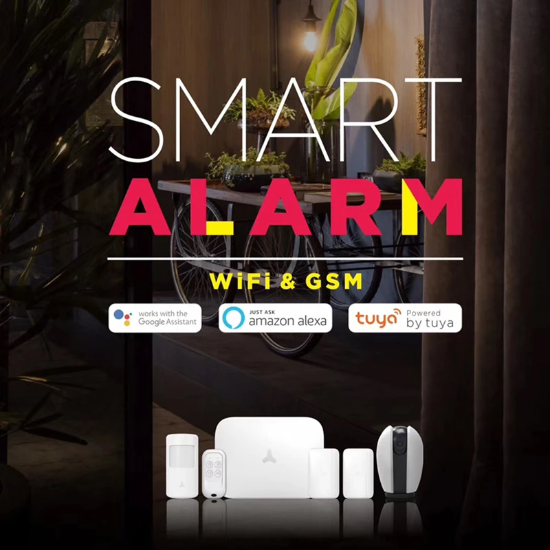 

Home Alarm Tuya WiFi Alarm Intruder Wireless Home Security GSM Alarm System with Smart Life APP Alexa Google Home Voice Control