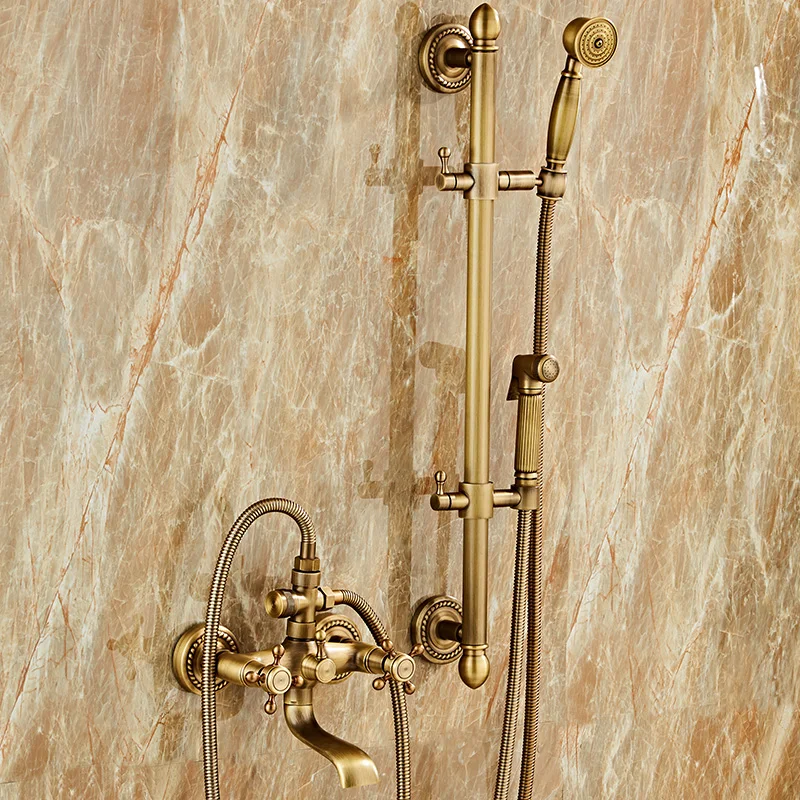 Ellen Bath Shower Set with Sliding Bar Wall Mounted Bath Tub Shower Faucets Dual Handle Hot Cold Water Mixer ELM8306L