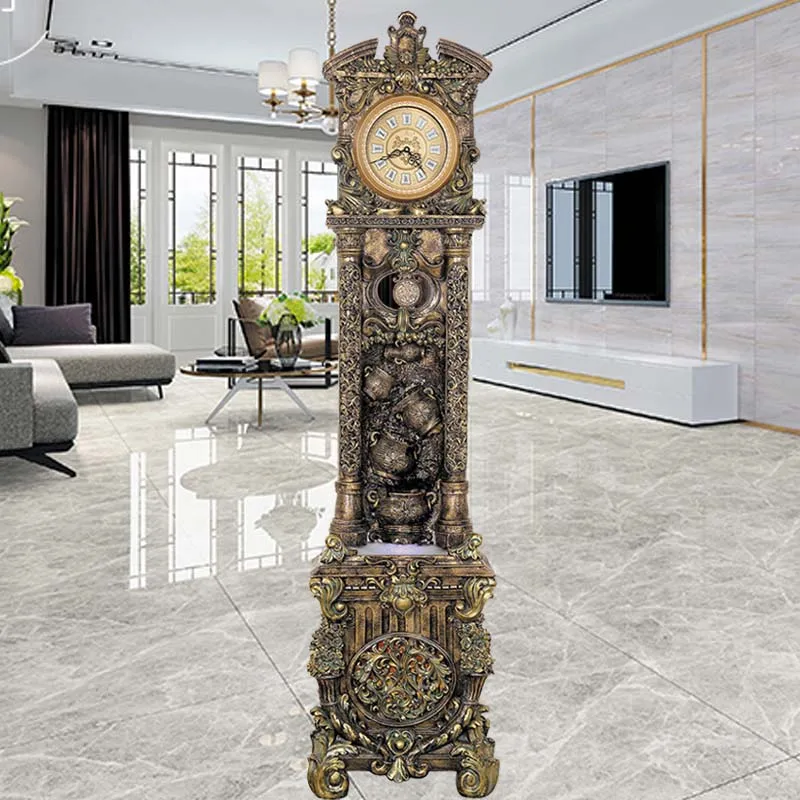 

zq Living Room the Grandfather Clock Large European-Style Pastoral Floor Classical Vertical Bell New Home Clock Desk Clock