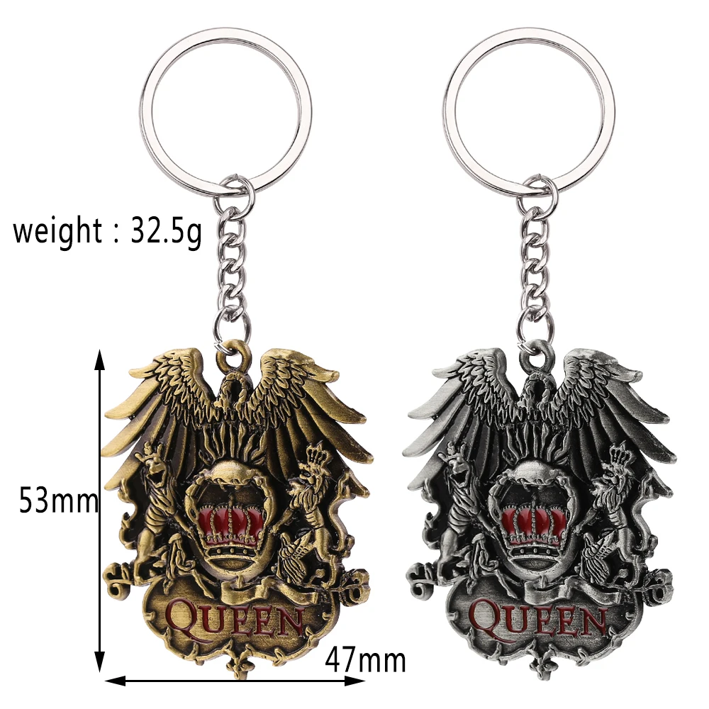 Queen Rock Band Keychain Antique Bronze&silver Color Musician Queen Band Logo Pendant Keyrings Women Men Key Chains Holder Gifts