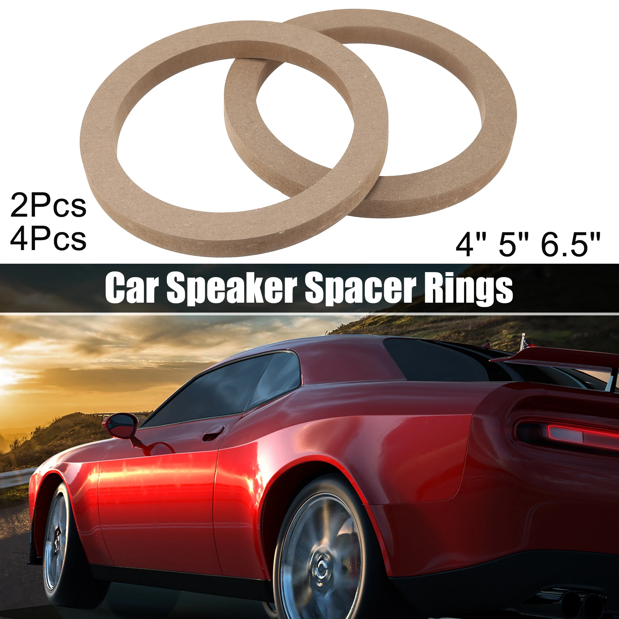 Uxcell 2/4Pcs 4 Inch 5 Inch 6.5 Inch Car Speaker Mounting Spacer Rings Adapter Bracket Subwoofer Holder Plate Wood Universal