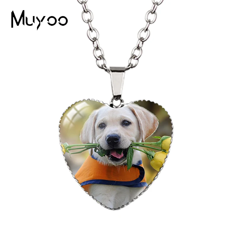 New Arrival Cute Pets Animal Lovely Puppy Heart Pendant Handmade Dog Pets Heart Necklace Jewelry HZ3