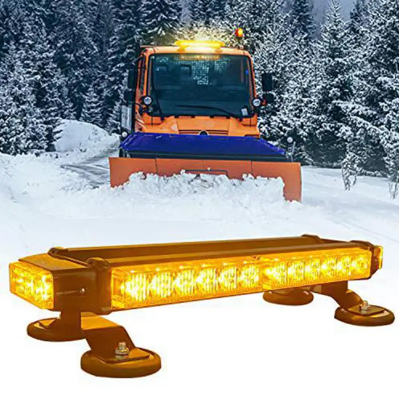 LED Strobe Light Bar Double Side Amber Emergency Hazard Warning Safety Beacon Lights for Vehicles Cars Tow Trucks Snowplow
