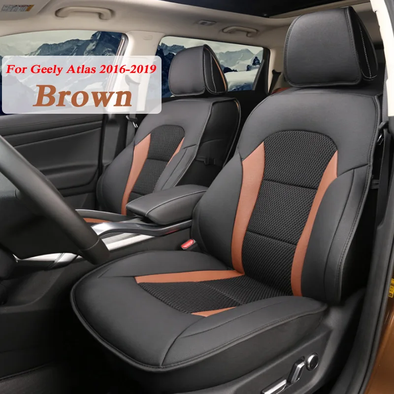 

Car Styling Leather 4 Seasons Car Seat Covers Set For Geely Atlas 2016-2019 Seat Cover Cushion Internal Accessories