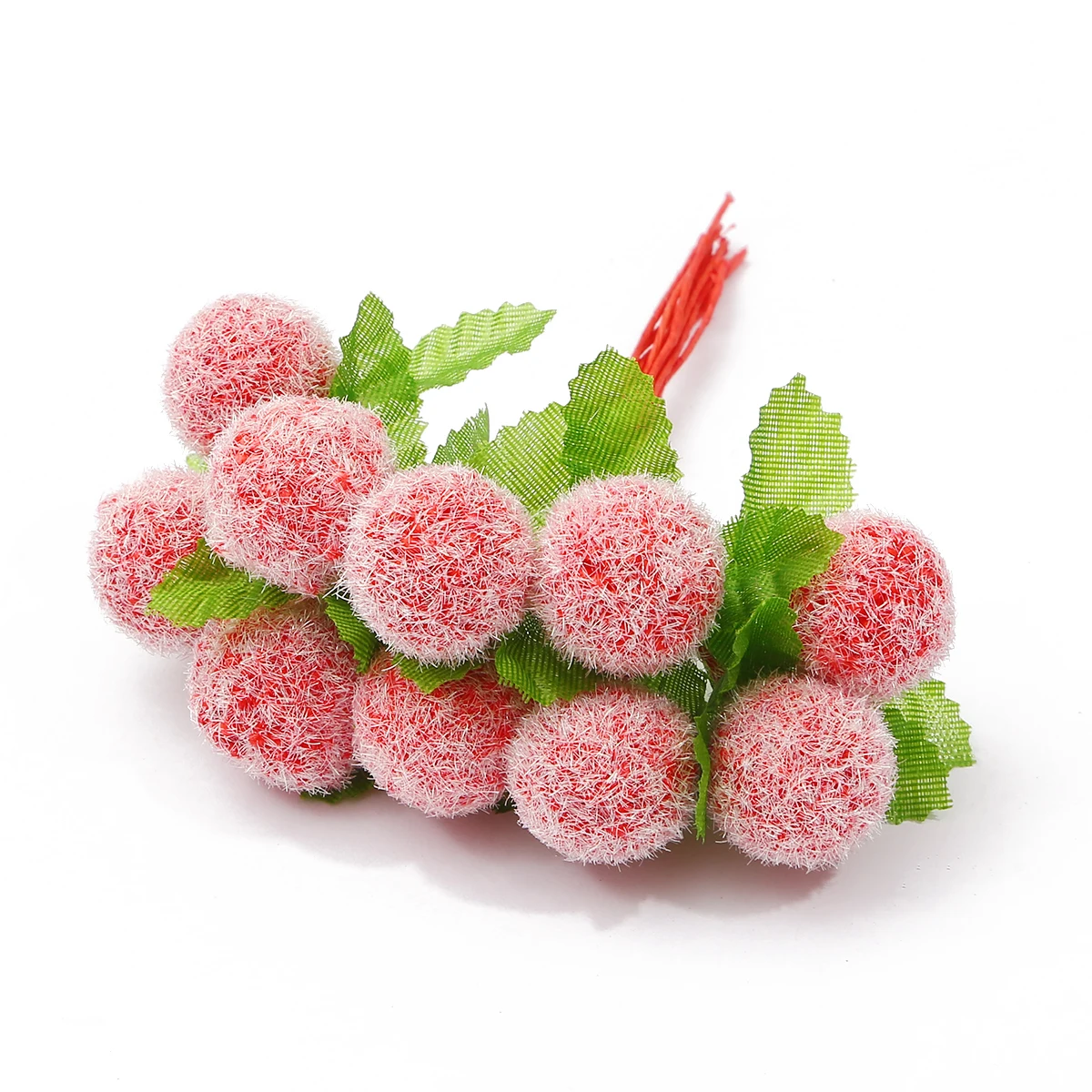 2020 Artificial Flower Bouquet Red Cherry Branch Stamen Berries Bundle DIY Christmas Wedding Cake Gift Box Wreath Party Decor