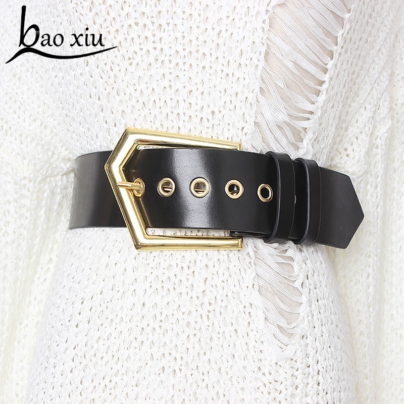 

Luxury New Brand vintage Wide Belts for Women Retro Buckle Belts Female Waistband Genuine Leather Gold Belt Straps Accessories