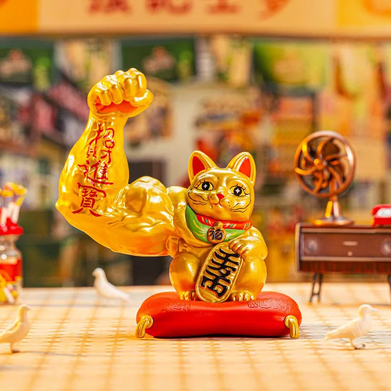 Vigorously Lucky Cat Blind Box Toys Giant Arm Muscle Cat Trendy Mystery Box Figure Collection Model Ornaments Doll Toys