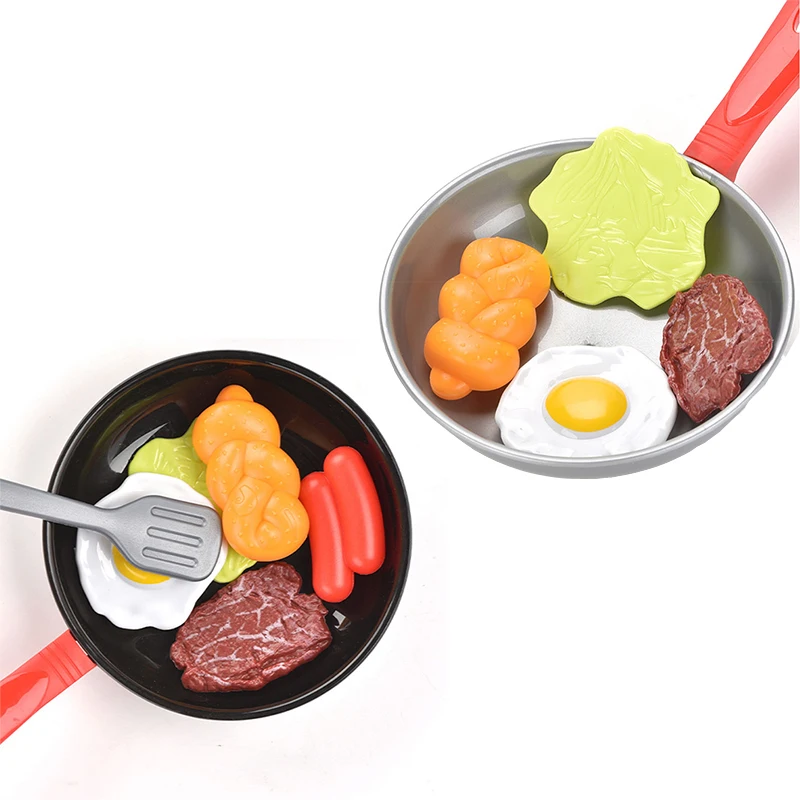 7PCS Children Pretend Play Kitchen Toy Set Miniature Kitchen Simulation Food Cookware Pot Pan Cooking Play House Toy For Girls