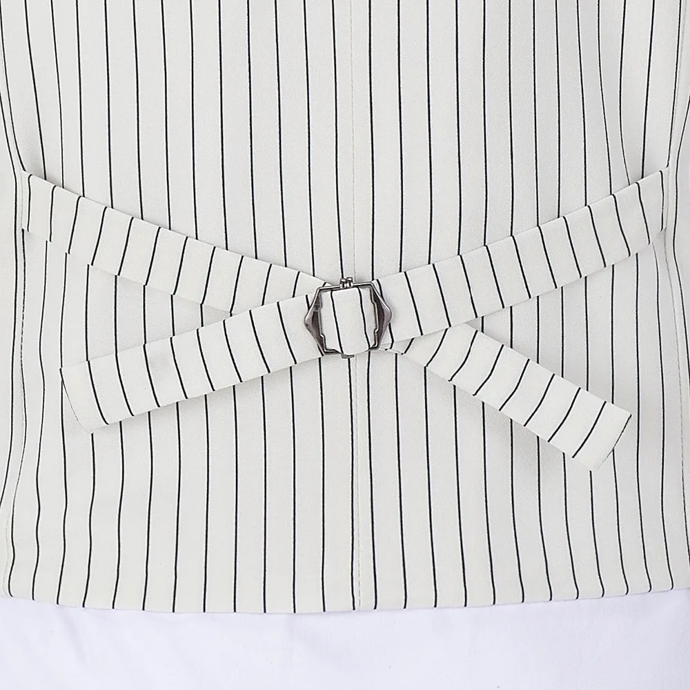 2020 novo colete de pinstripe masculino terno branco colete formal negócios padrinhos personalizável para o casamento