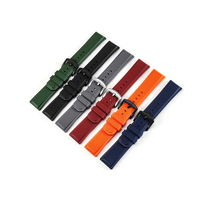 Silicone Watchband Black Red Quick Release Strap 20mm 22mm Waterproof Rubber Wristband Men's Outdoor Sport Bracelet