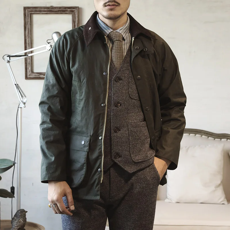 BBR-0002  Asian Size Super Quality Anti Crease Retro Waxed Canvas Cotton Stylish Water Proof Jacket