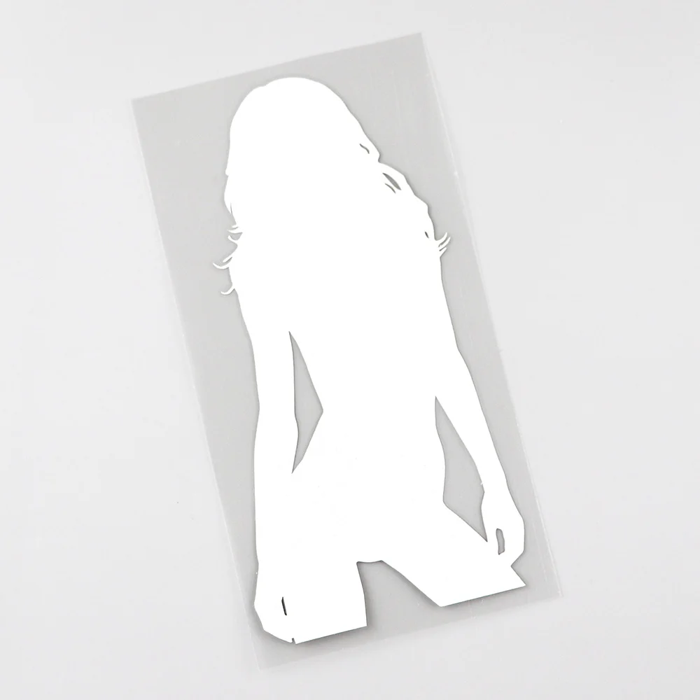 YJZT 8.3CMX16.8CM  Naked Girl Teen Long Hair Sexy Decor Vinyl Car Sticker Black/Silver 8A-0476