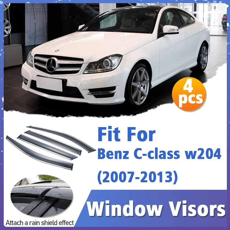 

For Mercedes Benz C Class W204 C200 C250 C300 2007-2013 Plastic Exterior Visor Vent Shades Window Sun Rain Guard Deflector 4pcs