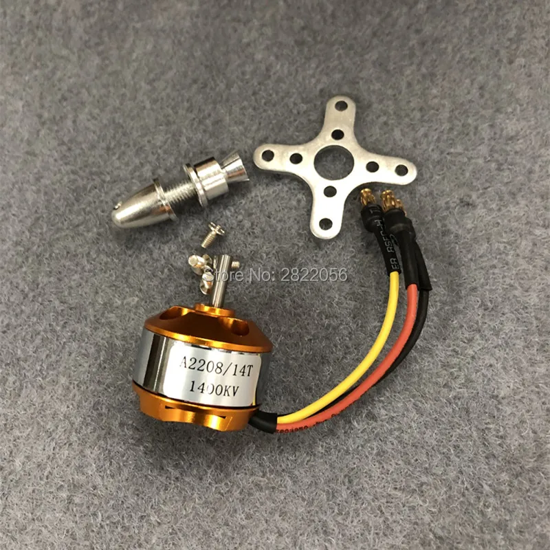 Motor eléctrico CC sin escobillas, Kit de avión planeador, A2208 KV1100 KV1400 KV1800 KV2600 para aviones/barcos/vehículos RC, 1 ud.