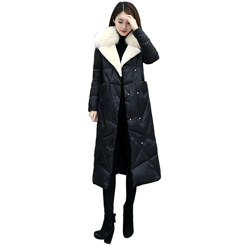 New Women Winter Long Down Coat Big Fur Collar Parka Female Fashion Thick Warm Loose Jacket Outerwear