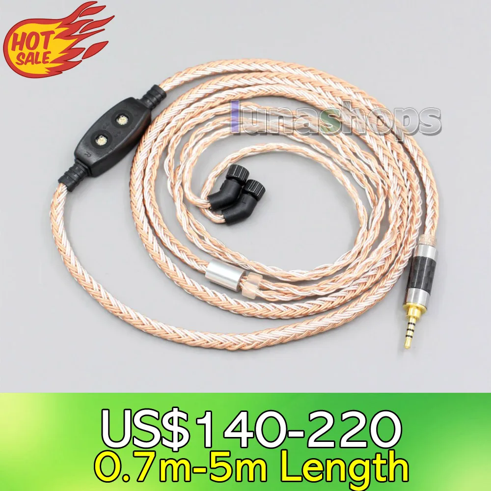 LN006259 2.5mm 4.4mm  16 Cores OCC Silver Plated Mixed Headphone Cable For AKR03 Roxxane JH Audio JH24 Layla Angie AK380 AK240