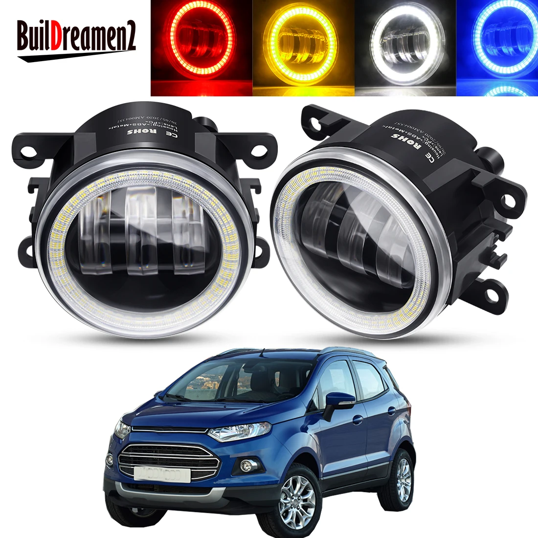 

2 Pieces Car Angel Eye Fog Light Assembly LED Lens Fog Daytime Running Lamp DRL 12V For Ford EcoSport 2013 2014 2015 2016