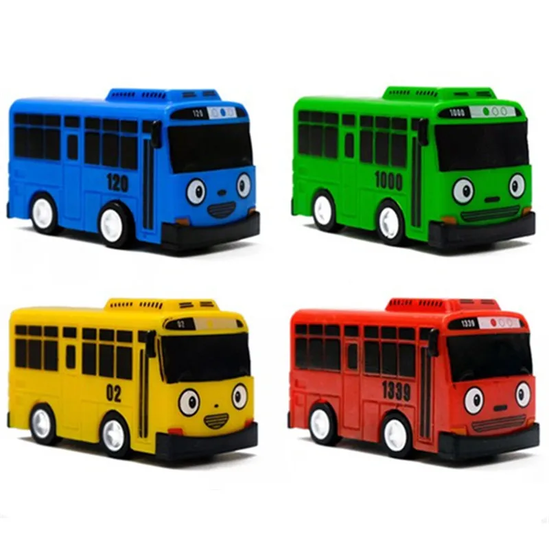 Ko Toy-Mini autobús pequeño de plástico, modelo de coche para regalo de bebé, azul, Tayo, rojo, Gani, amarillo, Lani, verde, Rogi, 4 piezas por juego