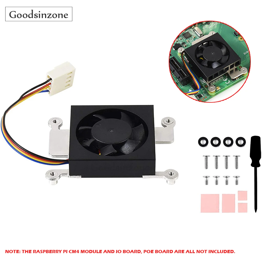 

Raspberry Pi CM4 Cooling Fan, Heatsink CPU Cooling Fan Cooler with Thermal Tapes for Raspberry Pi Compute Module 4