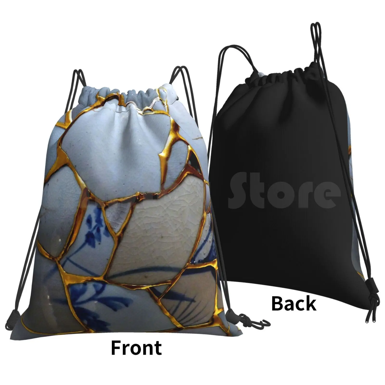 Kintsugi Backpack Drawstring Bags Gym Bag Waterproof Kintsugi Japanese Ceramics Japan