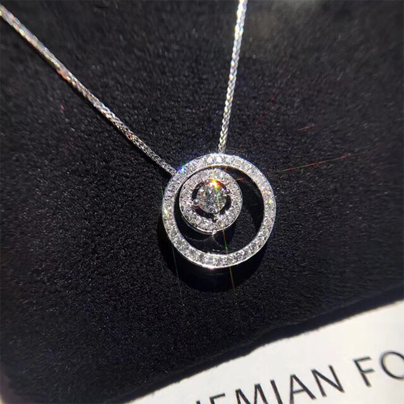 

Bling Single Cubic Zircon Detachable Ring Necklace Silver Color Delicate Simple Chain for Woman Fine Wedding Engagement Jewelry