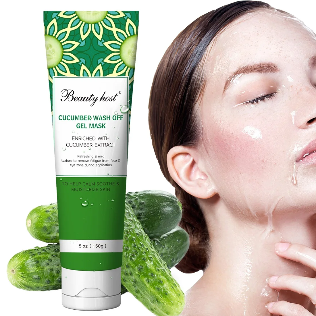 150g Cucumber Fresh Gel Wash-off Mask & Blueberry Fresh Exfoliating Gel & Fruit Facial Scrub & Sea Salt Body Scrub Whitening