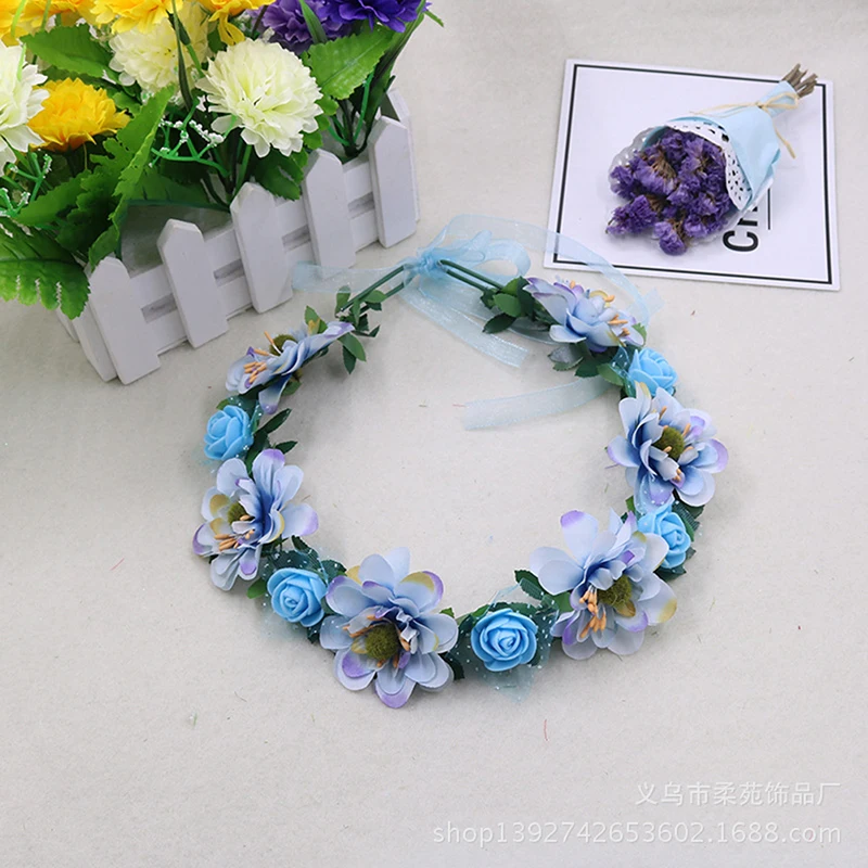 Baby Girls Crown Flower Wreath Hairband Kids Bridal Floral Headband Headwear Accessories Birthday Wedding