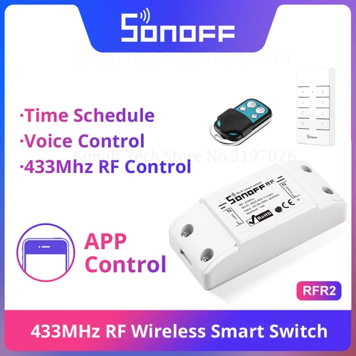 Sonoff-interruptor remoto inteligente Itead RF, 433MHZ, Wifi, operado y controlado a través de la aplicación eWeLink, funciona con Alexa, Google Home, IFTTT