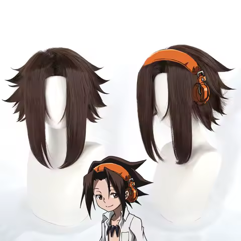 Yoh Asakura Cosplay Wig Anime SHAMAN KING Brown Short Synthetic Hair Heat Resistant Halloween Party Role Play + Free Wig Cap