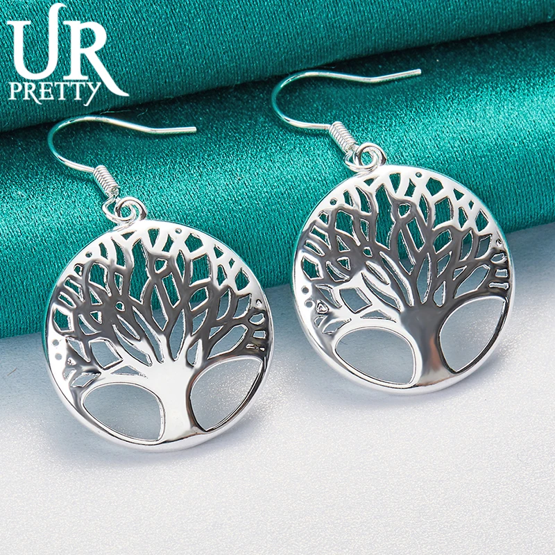 

URPRETTY New 925 Sterling Silver Tree Of Life Drop Earring For Women Party Wedding Engagement Jewelry Charm Gift