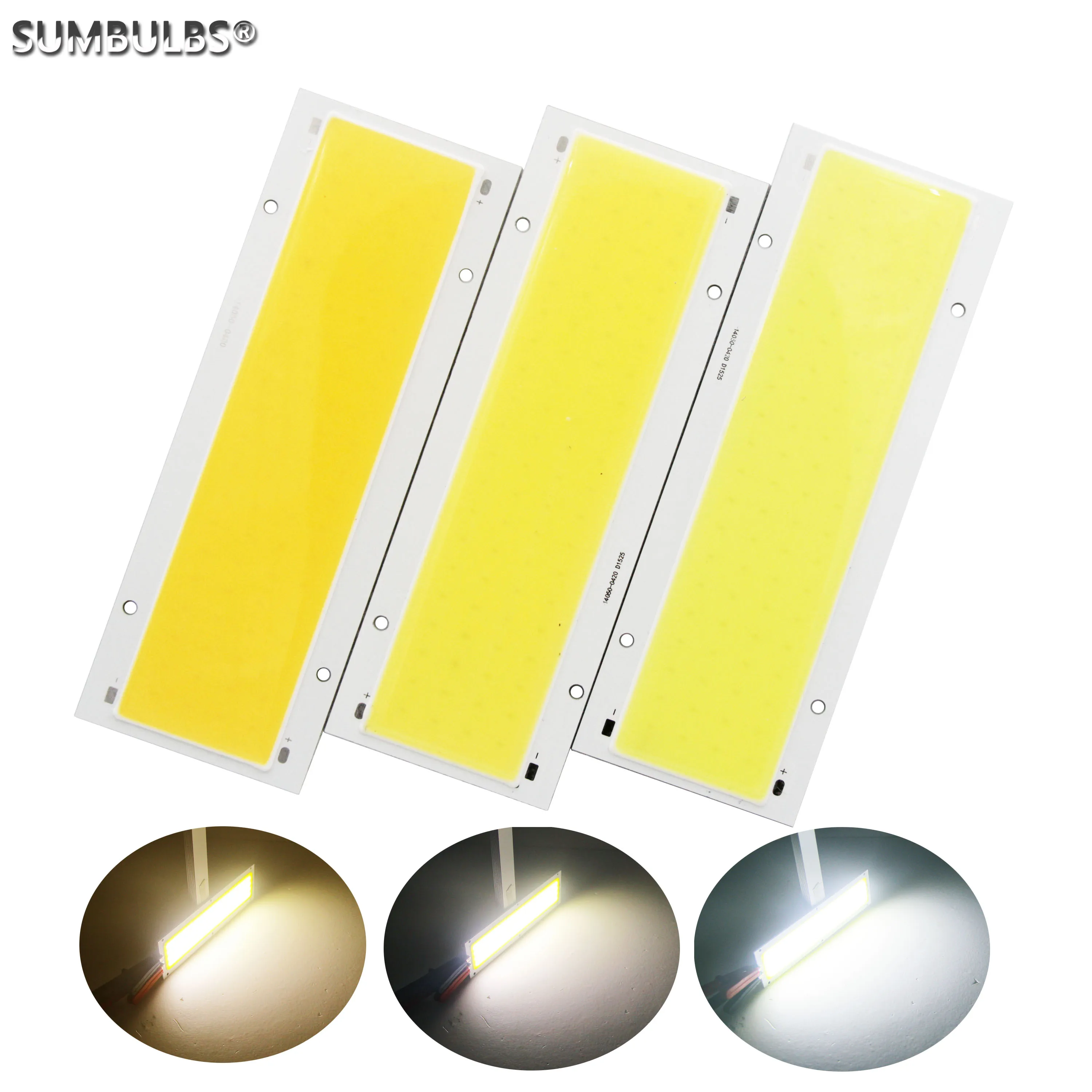 

SUMBULBS DC 12V 140*50mm 20W LED COB Strip Light Source Super Bright Rectangle Bulb Warm Natural Cold White for DIY LED Lamp