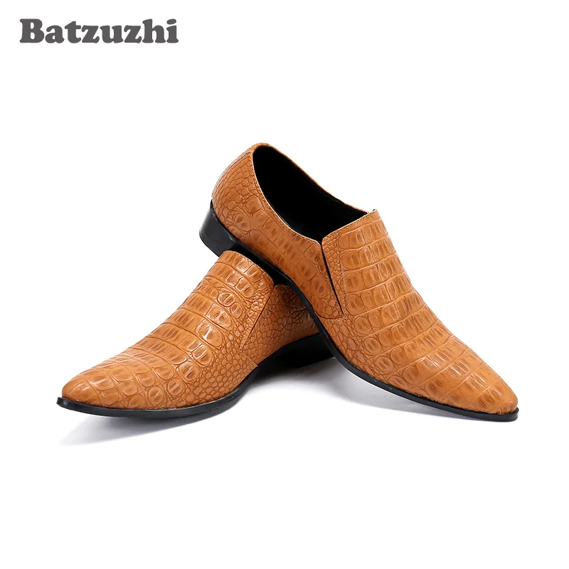 

Batzuzhi Leather Mens Dress Shoes Italian Vintage Pointed Toe Leather Dress Shoes Men Chaussures Hommes Business Party Footwear