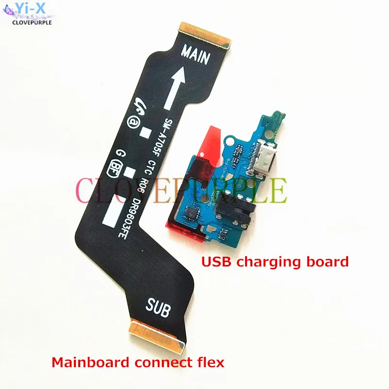 New USB Charging Port Connector Board + Mainboard Flex Cable For Samsung Galaxy A70 A705F